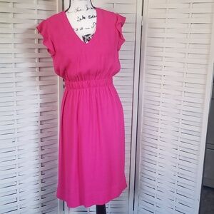 Kate Spade fuchsia short sleeves elastic waist knee length dress 4